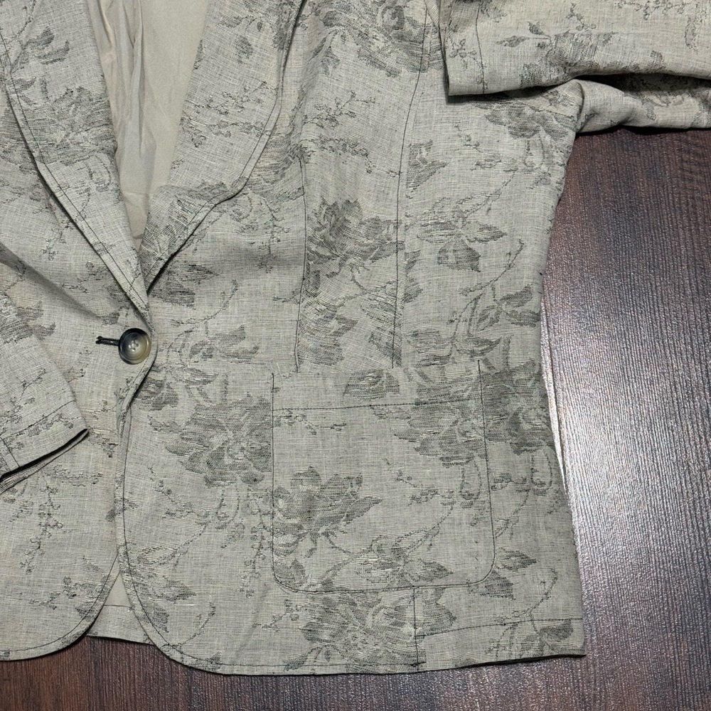 Coldwater Creek Gray one button Blazer with unique floral Pattern 2 pockets 2X - Picture 15 of 16
